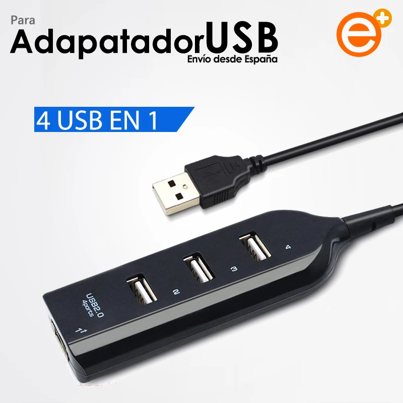 Mejor vendedor  Ladron-Multipuerto Hub de 4 Puertos, USB 2,0, para PC portátil, Windows, Blanco y Negro VRM8ANwNXey
