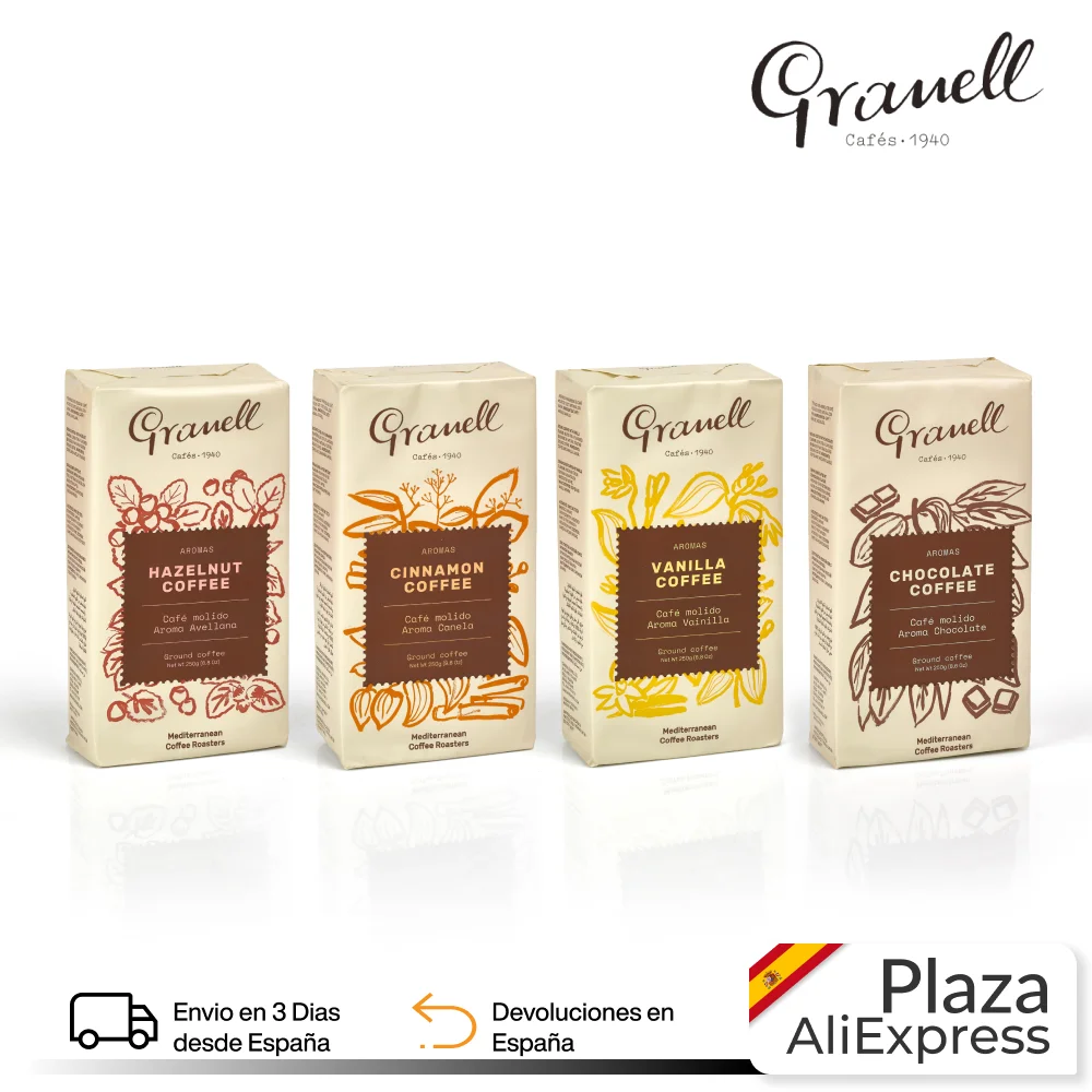 Cafes-1940 Granell - Pack tasting scents | Ground coffee-coffee with a touch of vanilla cinnamon Chocolate or hazelnut 1000g Продукты