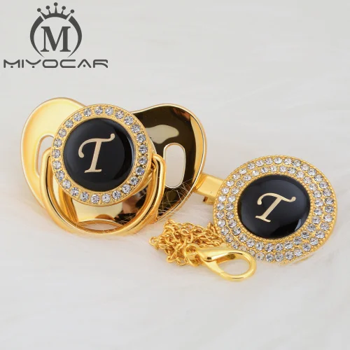 MIYOCAR имя инициалы буквы T элегантный Серебряный bling соска и пустышка Клип BPA бесплатно пустышка bling уникальный дизайн SGS пройти LT - Цвет: LT-8   6-18M