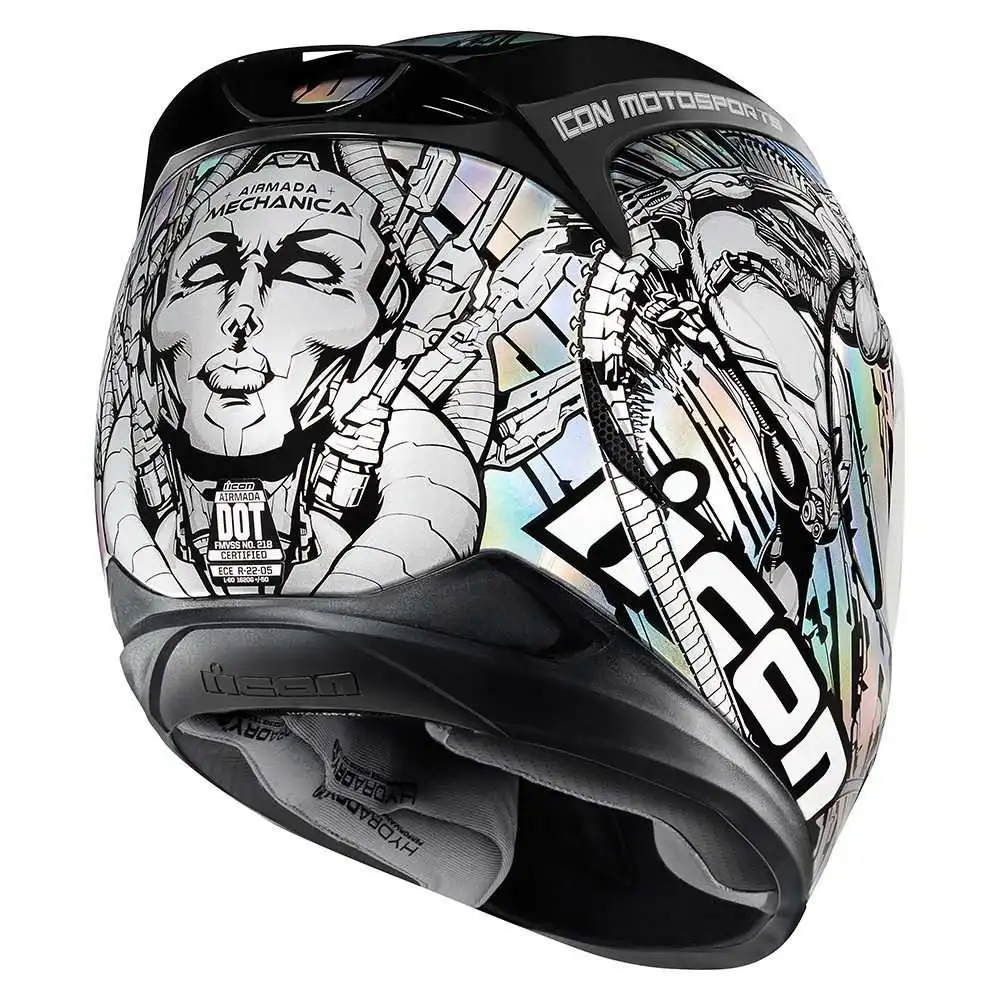Icon Airmada Mechanica мотошлем(цвет: серебряные, размер: 2xl