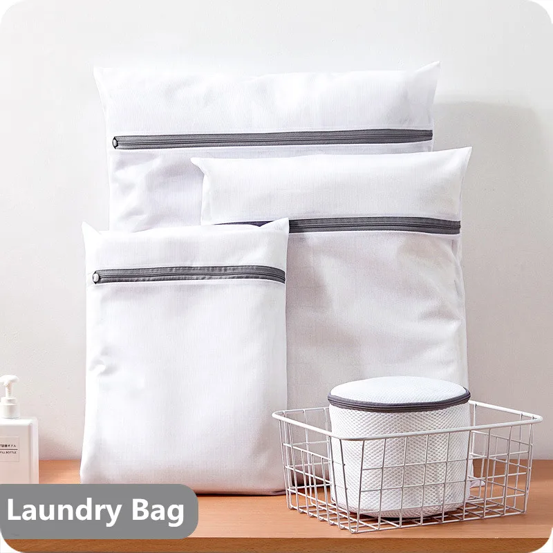 

New Gray Zippered Laundry Bag Polyester Mesh Washing Bag For Underwear Sock Clothes Washing Machine Bra Bags Laundry Pouch