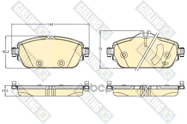 Колодки Тормозные Mercedes W205 14- Передние L=144мм. Girling 6120702 Girling арт. 6120702