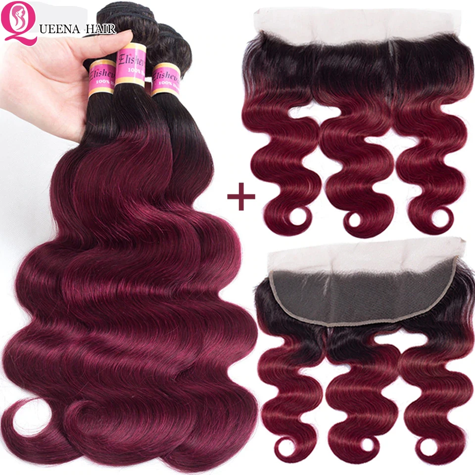 Elisheva-1b-Burgundy-Ombre-Bundles-with-Lace-Frontal-Closure-Remy-Brazilian-Body-Wave-Human-Hair-Weave