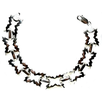 

Law silver bracelet 925m square link large leaves solid [2194]