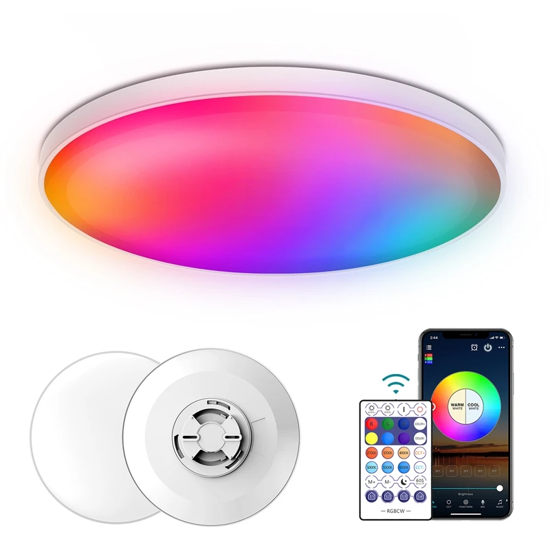 SZYOUMY RGB Smart Ceiling Light Wifi + BLE Remote Control 30W Panel Ceiling Lamp Living Bedroom Lighting Work With Alexa Google flat panel led lights LED Panel Lights