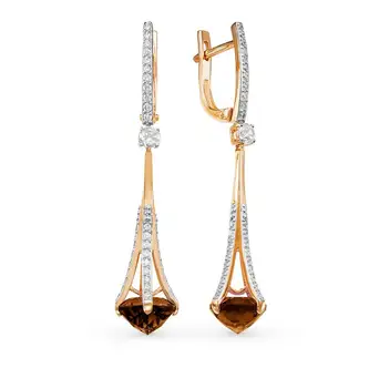

Gold earrings with раухтопазами sunlight sample 585