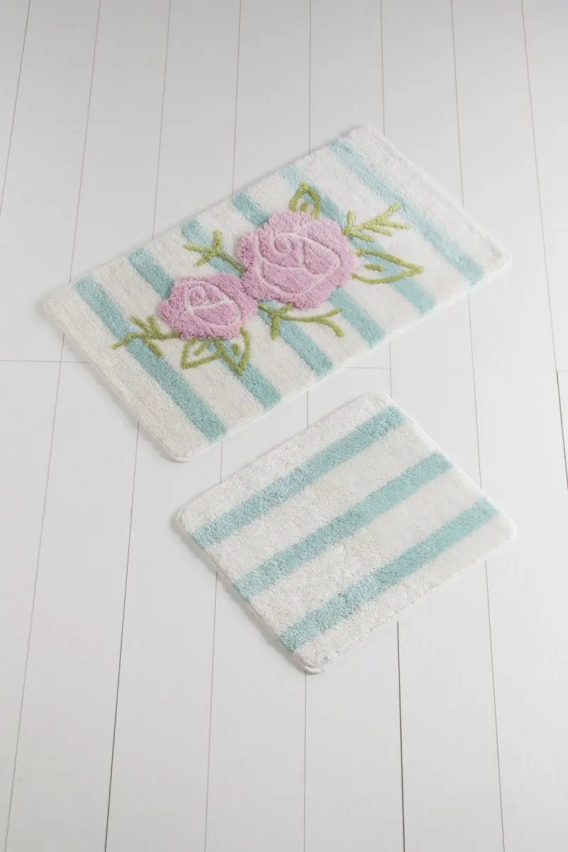 Коврики для ванной нескользящие Противоскользящие коврики Нескользящие противоскользящие Luna Rosa Ecru 2'Li Set60X100 Cm-50 X 60 см