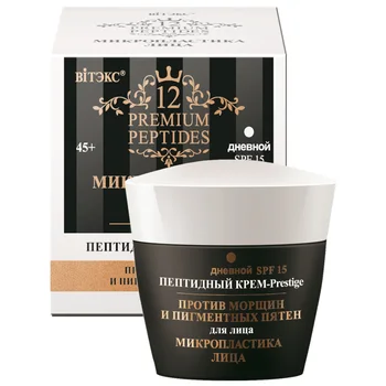 

Peptide cream-prestige for face anti-wrinkle and pigment spots SPF 15 day 12 premium peptides microplastic face Vitex