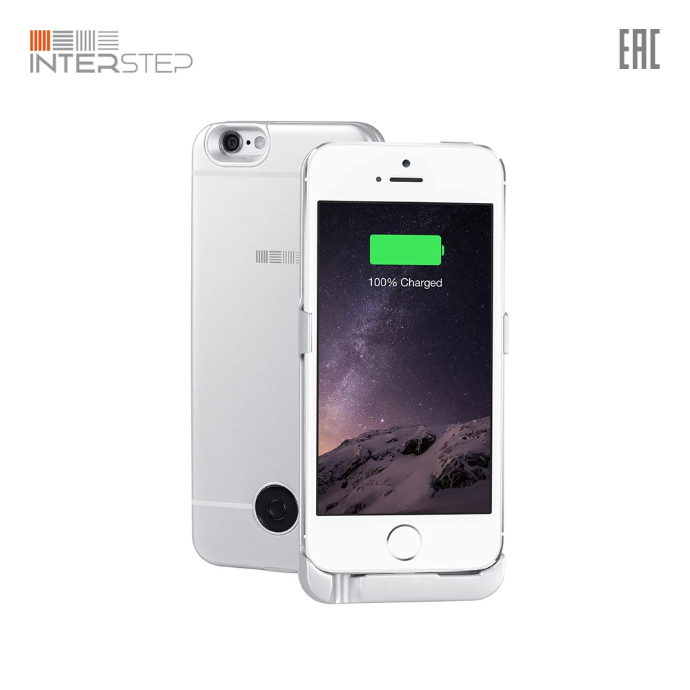 Чехол-аккумулятор INTERSTEP для iPhone 5 / SE, 2200 мАч, серебряный