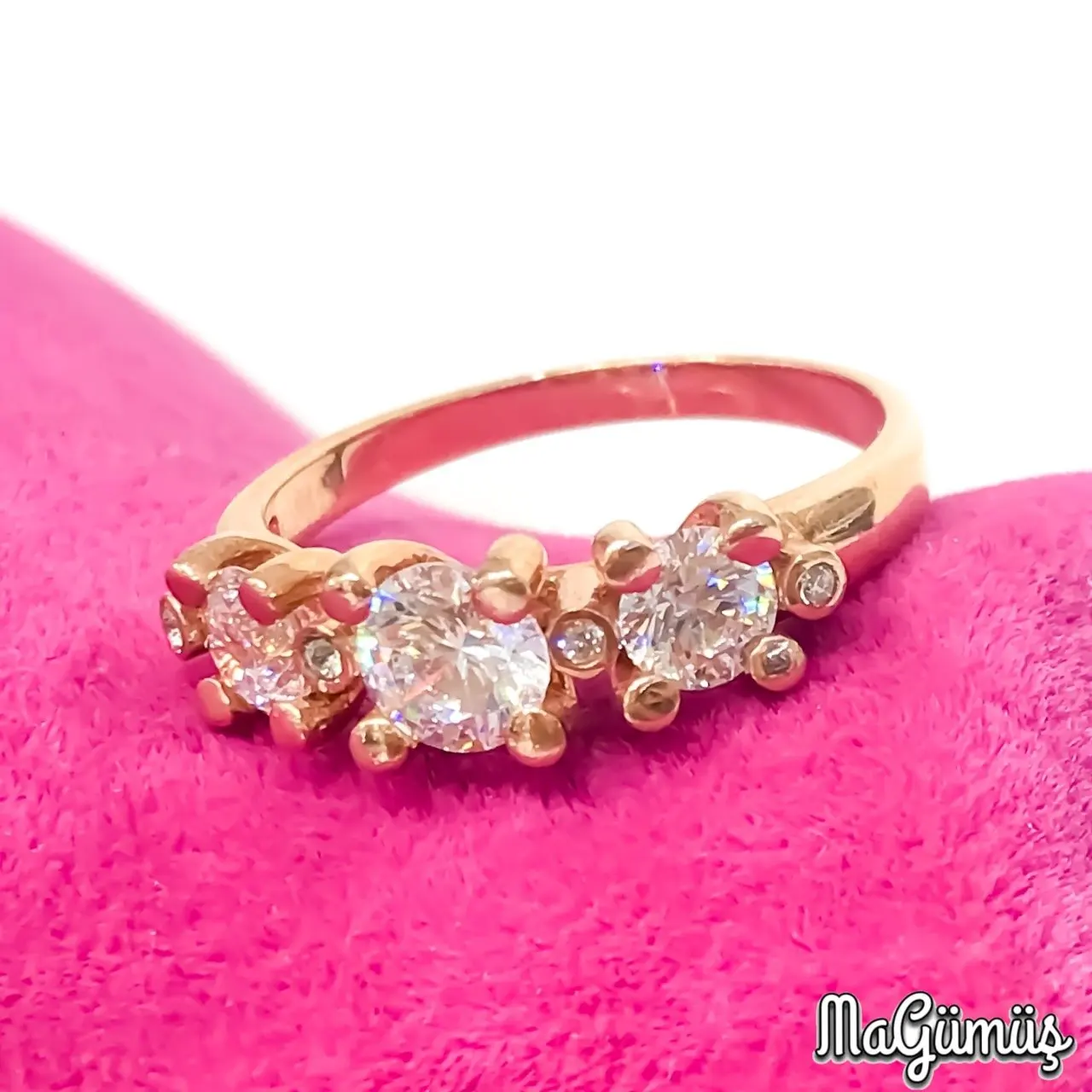 3 Stone Zircon Special Quality Silver Lady Ring