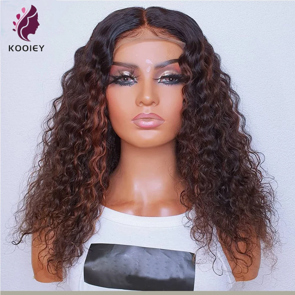 

180% Brazilian Remy Curly Human Highlight Lace Frontal Wigs 13x4 Lace Front 4x4 Lace Closure Human Hair Wigs Highlight Lace Wigs