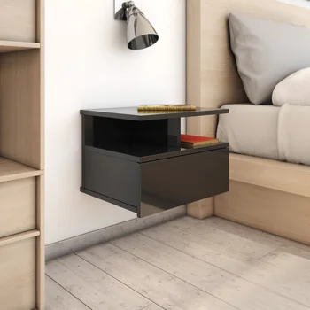 

Bedside hanging 2 PCs glossy black 40x31x27 cm in particleboard tables