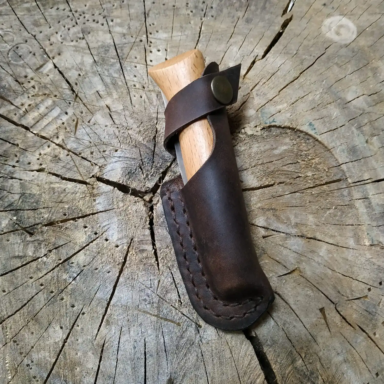 100% Genuine Leather Knife Sheath, for Opinel No 8 Knives, can be attached to the belt, Knife Protective Cover, Holster, Cowhide tool box chest