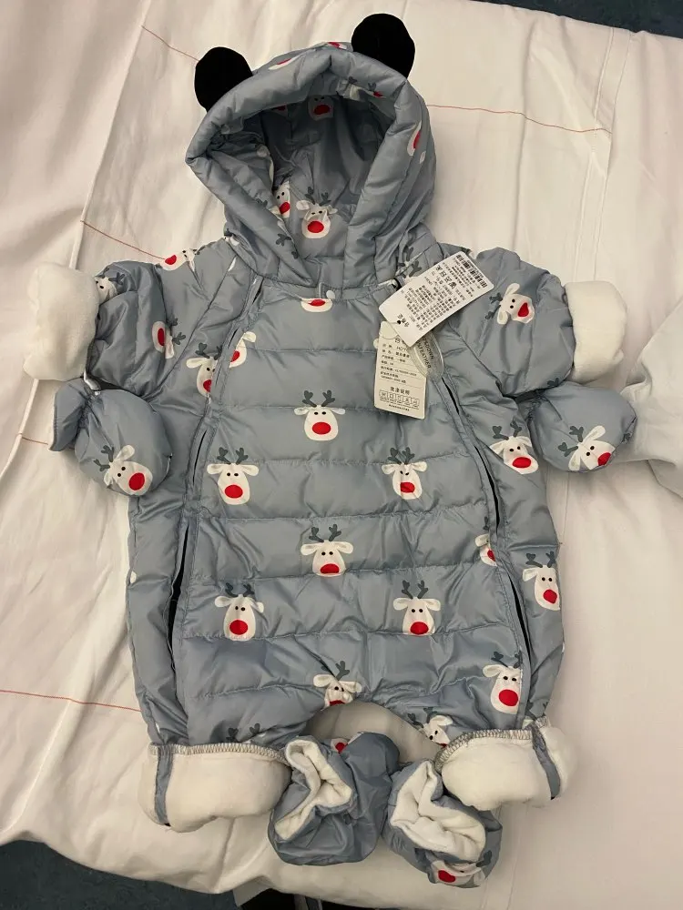 Baby Winter Quilted Hooded Suit with Panda Patch – 2-Piece Set main image 1