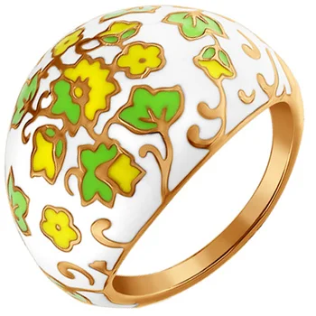 

Sokolov leaf ring with silver enamel with gilding