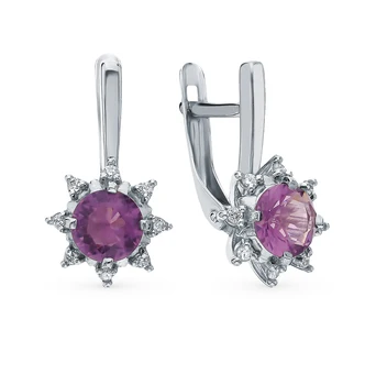 

Silver earrings with amethyst and cubic zirconia sunlight sample 925