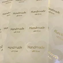 100 unids/lote Kawaii gracias corazón hecho a mano diseño transparente de estampado en caliente de sellado de papel de la etiqueta engomada DIY regalos Decoración