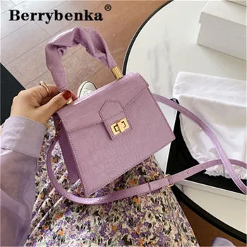

Berrybenka Women's Bag Fashion Alligator Pattern 2020 New Portable Small Square Bag Versatile Shoulder Straddle Crossbody Bags