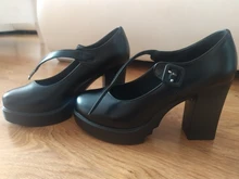 Zapatos de tacón alto cuadrados para mujer, plataforma con hebilla en la boca, zapatos de punta redonda, para primavera y verano