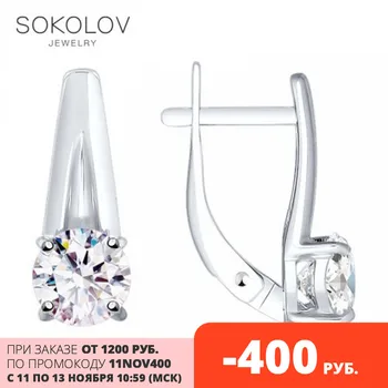 

SOKOLOV Silver drop earrings with stones with cubic zirconia fashion jewelry silver 925 women's/men's, male/female, long earrings, women's male
