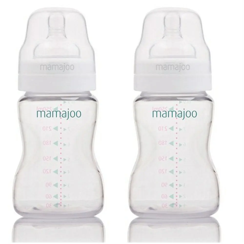 

Mamajoo Silver Twin Pack Feeding Bottle, 250 ml, BPA Free, Healthy, Secure, for Newborn Babies, Easy to Clean, Baby Health, Bab