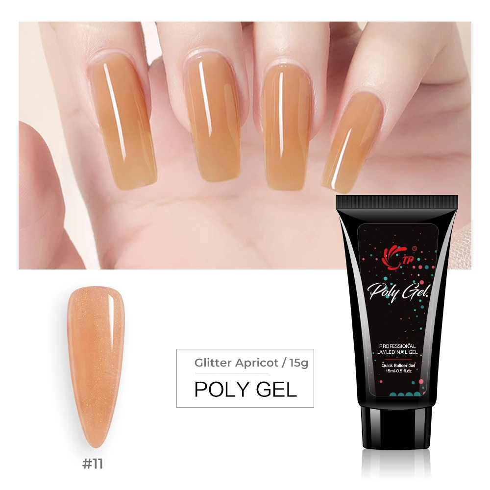 

15g Nail Acrylic poly gel Pink White Clear Glitter Crystal UV LED Builder Tips Enhancement Slip Solution Quick Extension Gel