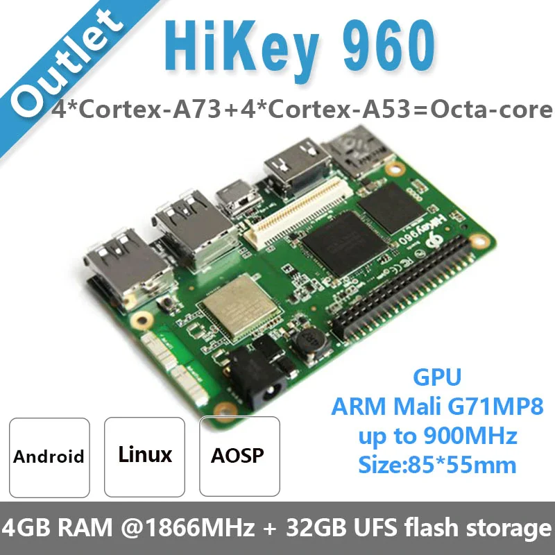 

HiKey 960 Single Board Computer - 96Boards Reference Development Platform (3GB LPDDR4 & 32GB eMMC ) Running with OASP & Linux