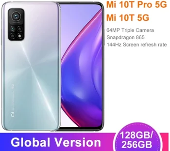 Перейти на Алиэкспресс и купить Глобальная версия Xiaomi Mi 10T/10T Pro Смартфон Snapdragon 865 Octa Core 144 Гц 64MP/108MP Автомобильная камера заднего вида 6,67 дюймDotDisplay