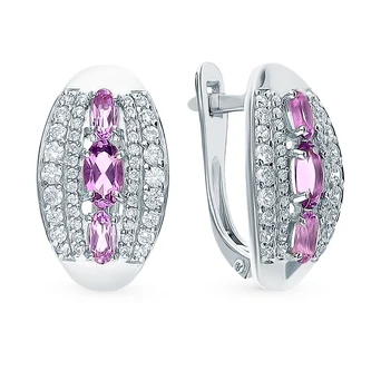 

Silver earrings with amethyst and cubic zirconia sunlight sample 925