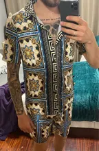 INCERUN-conjunto Hawaiano estampado para hombre, camisa de manga corta con botones, pantalones cortos de playa, ropa de calle informal, 2 piezas, verano 2021