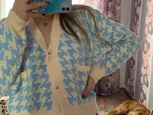 HEYounGIRL pata de gallo a cuadros estampado Cardigan mujeres otoño cuello V Vintage Top corto de punto suéter Casual suelto de punto de invierno