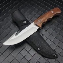 

Fixed Blade Knife Outdoor Hunting Knife 7CR13MOV Stainless Steel Blade Wooden Handle Camping Self Defense EDC Survival Multitool