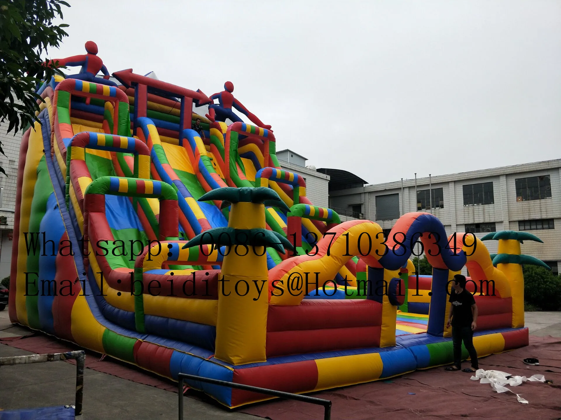 Hot sale 10H high kids adult color new theme inflatable slide castle