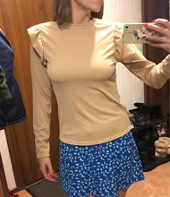 Shirts Simplee Women's Top Knit Winter Casual Fashion New Khaki Slim Solid Round-Neck