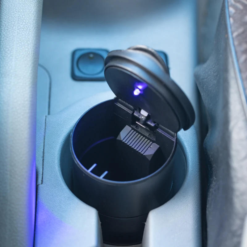 Plastic ashtray for the car with LED lighting black