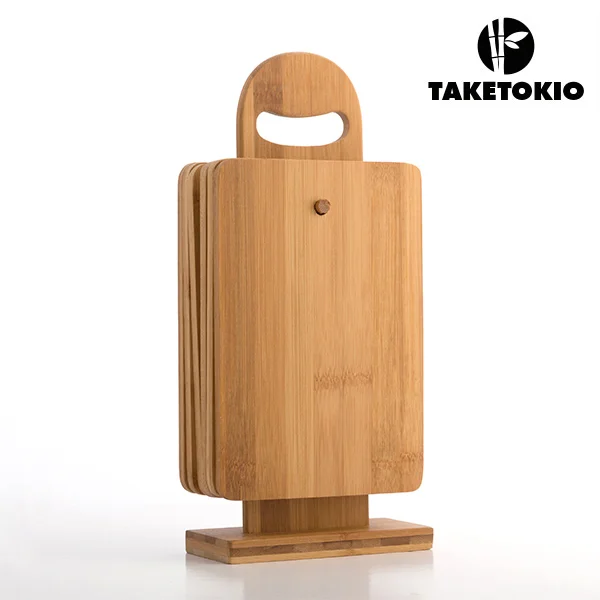 TakeTokio бамбуковый Набор разделочных досок с основанием(7 шт