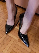 Zapatos de charol conciso para mujer, tacones de oficina puntiagudos, sexys, para fiesta, boda, poco profundos, Color Rojo