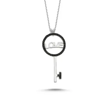 

Angemiel 925 Sterling Silver Zircon Key Pendant-Rhodium Plated