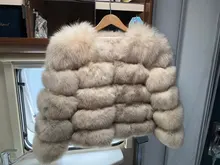 De invierno de la moda de cuero cálida capa natural abrigo de piel de zorro chaqueta de piel auténtica de zorro de invierno grueso abrigo cálido