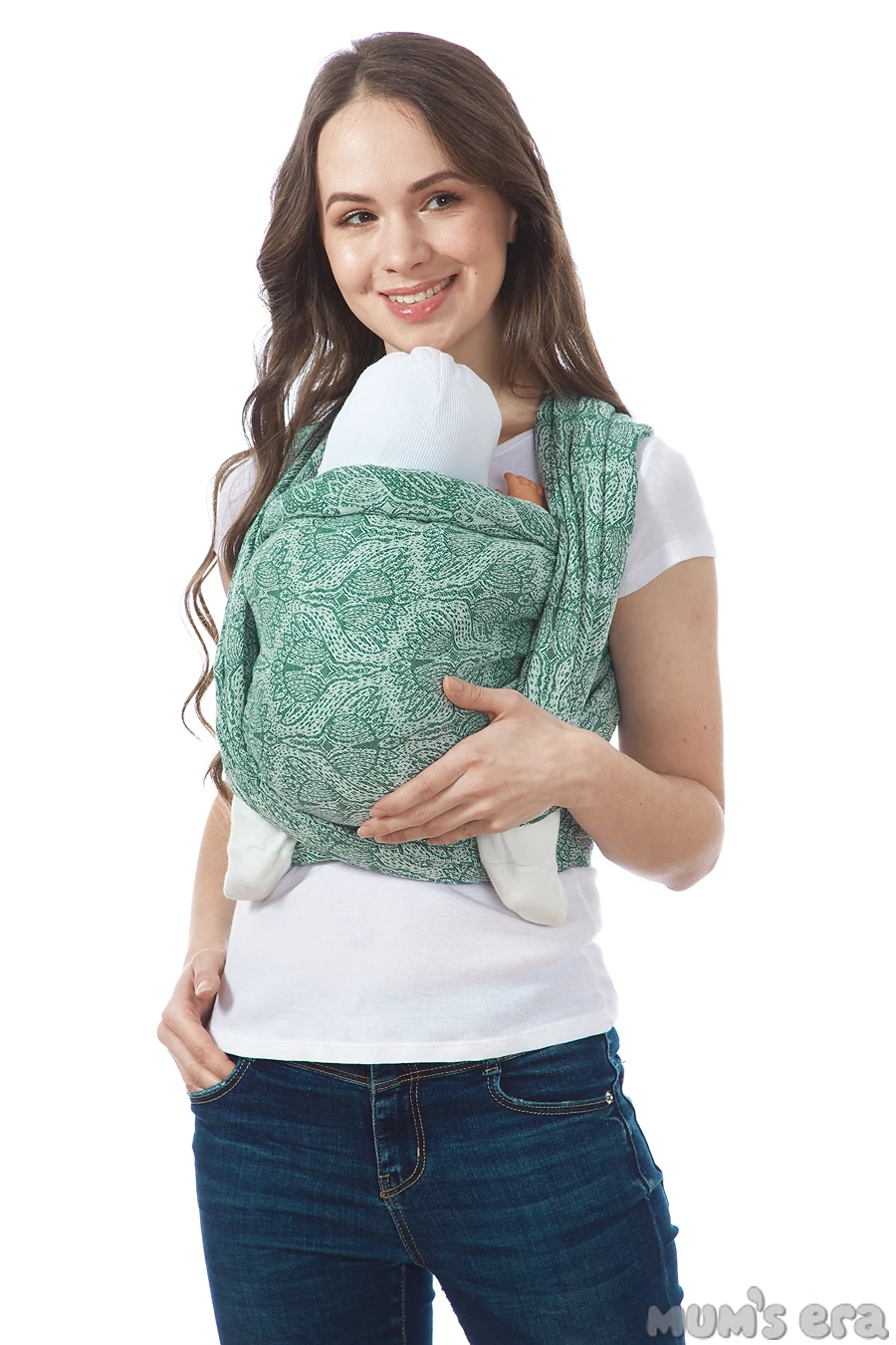 Baby sling MUM'S ERA Слинг-шарф ФЛОРАЛ Cумка-кенгуру Фронтальная детская переноска Удобный слинг для новорожденных - Цвет: izumrud