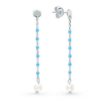 

Silver earrings with enamel and pearls cultured sunlight sample 925
