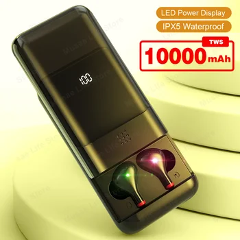 

10000mAh TWS Wireless Bluetooth Earphones LED Display Wireless Headphones Stereo Earbuds Noise Cancelling Waterproof Headsets