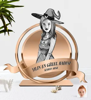 

Personalized Women 'S Witch Caricature OF 3D Wooden Trinket Plaket-1 Quality Cost Effective Gift Design Decoration Wall picture
