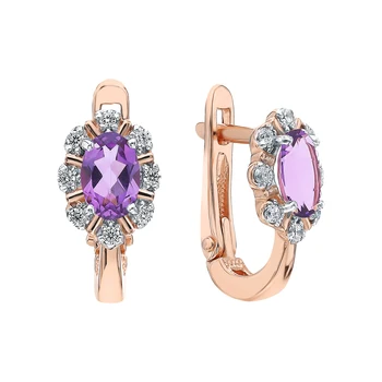 

Gold earrings with amethyst and cubic zirconia sunlight sample 585 test