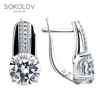 

SOKOLOV drop earrings with stones in silver with enamel and cubic zirconia, fashion jewelry, 925, women's/men's, male/female, long earrings, women's male