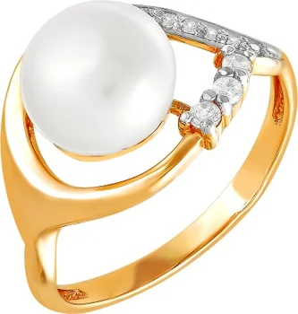 

Примаэксклюзив ring with pearls and cubic zirconia in red gold
