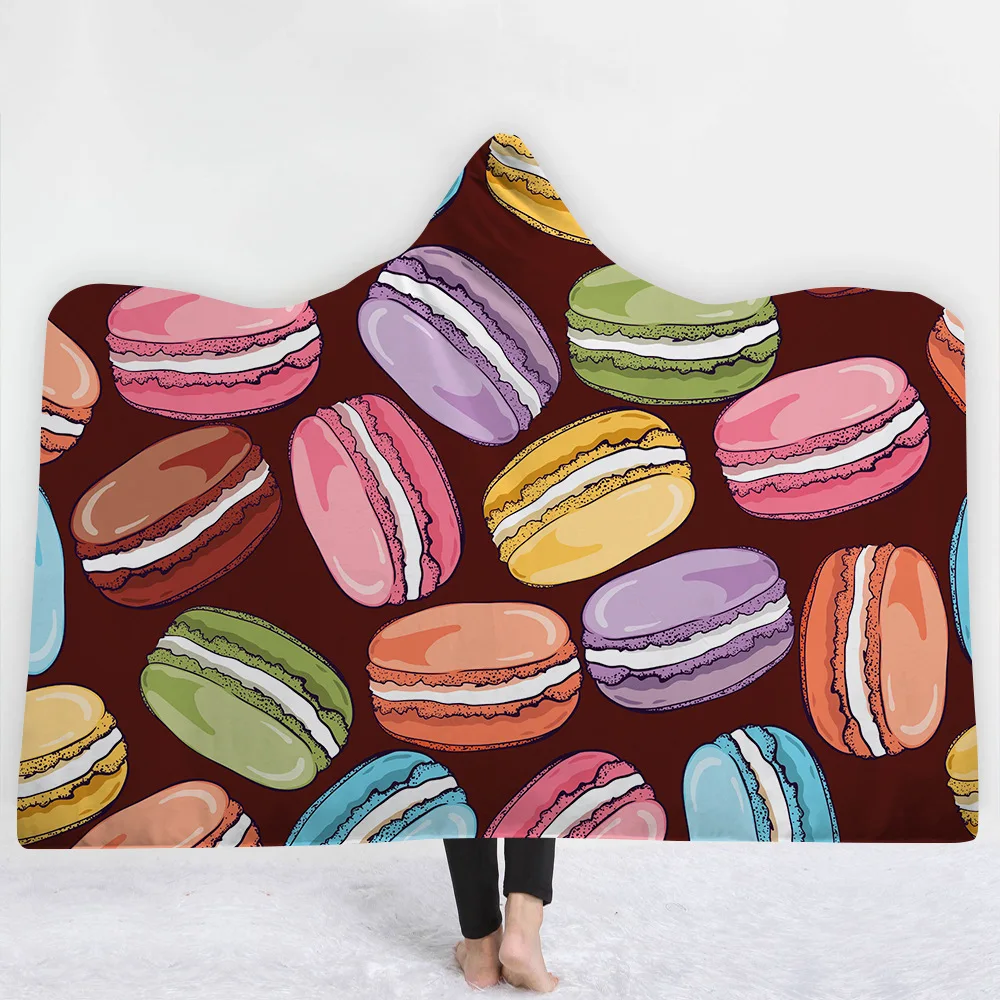 39-Styles-Dessert-Cake-Macaron-Food-3d-Printed-Plush-Hooded-Blanket-For-Beds-Warm-Wearable-Soft (3)
