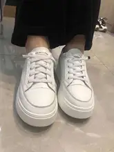 ZHR zapatos casuales de cuero genuino zapatos de las mujeres zapatillas de deporte blanco luz zapatillas plataforma Med talón damas zapato cómodo zapato vulcanizado