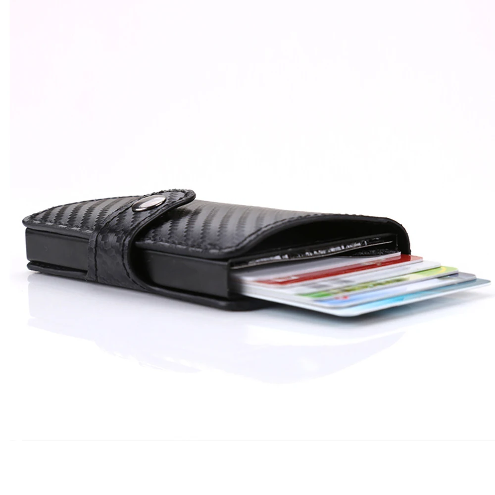 

Men Credit Card Holders Business ID Card Case Automatic RFID Card Holder Aluminium Bank Card Wallets 2019 Fashion black blue red