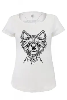 

Angemiel Wear Lineal Terrier Cotton White Women 'S T-Shirt